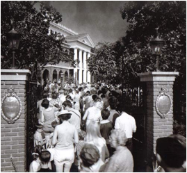 Disneyland's Haunted Mansion large opening day crowd